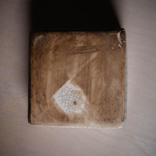 Vintage Studio Pottery Ceramic Two Tone Textured and Crackle Glaze Box With Lid For Sale - Image 12 of 12