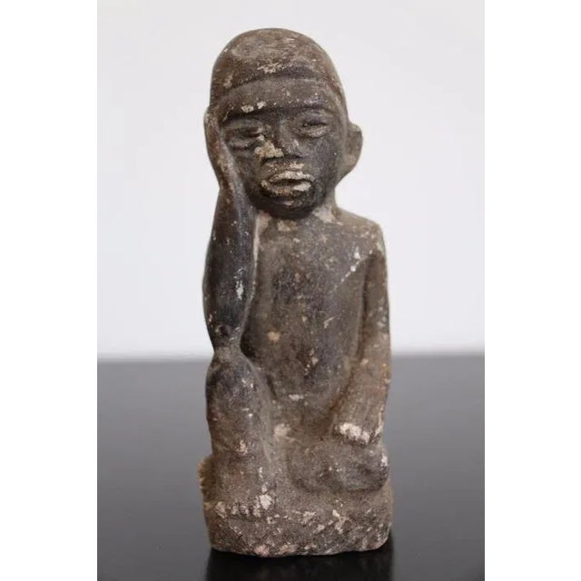 Late 19th Century Late 19th Century The Thinker Statue, Carved Stone Figurine, African Tribal Art For Sale - Image 5 of 5