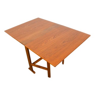 Mid Century Danish Modern Dining Table Drop Leaf Gate Leg Folding Teak MCM For Sale
