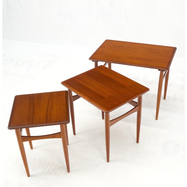 Set of 3 Danish Mid-Century Modern Teak Nesting Side Occasional Tables Mint! For Sale - Image 14 of 14