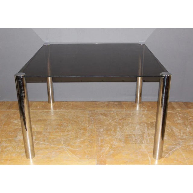 Chrome & Gray Smoked Glass Dining Table, 1970s For Sale - Image 6 of 9