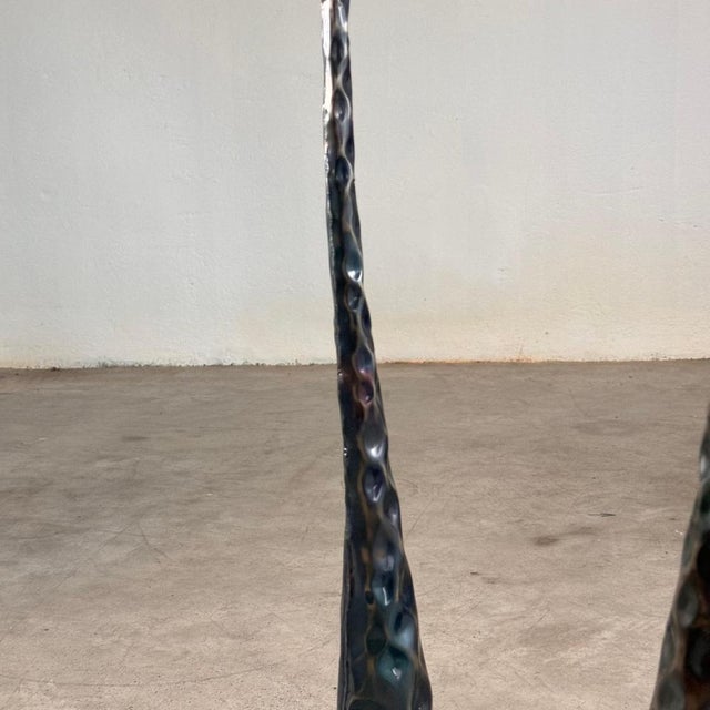 Sculptural Candleholders in Burnished Metal, Italy, 1980s, Set of 3 For Sale - Image 12 of 18