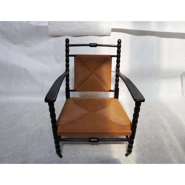 Nantucket Bobbin Lounge Chair Custom Upholstered in a Lee Jofa Fabric For Sale - Image 10 of 11