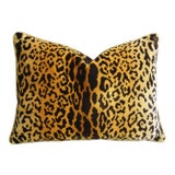 Scalamandre Leopardo Leopard Silk Velvet Feather/Down Pillow 24" X 18" For Sale