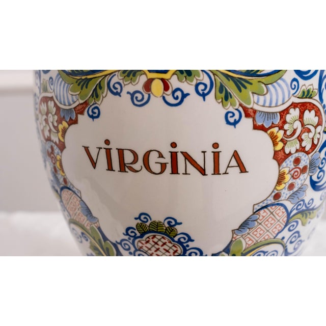 Ceramic 1980s Attributed to Delft Porcelain Williamsburg Virginia Tobacco Jar Lamp For Sale - Image 7 of 16