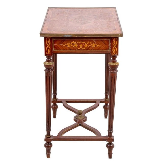 Early 20th Century Louis XVI Style Kingwood and Marquetry Side Table For Sale - Image 5 of 8