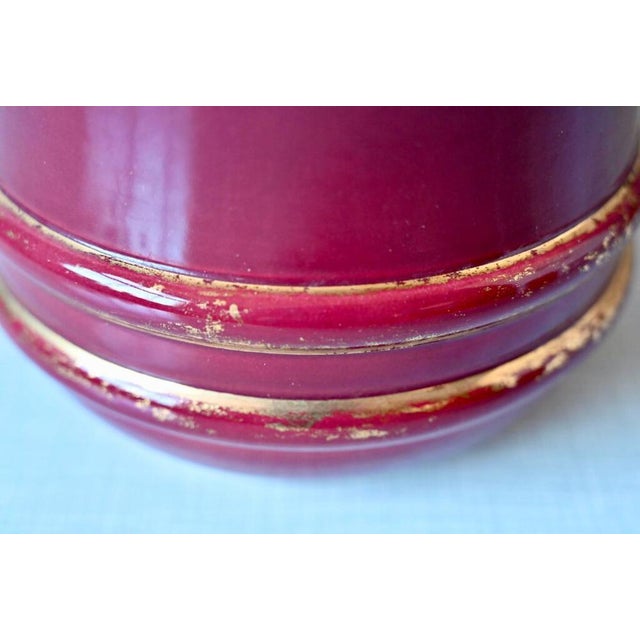 Contemporary Art Deco French Red and Gold Flower Pot, 1940s For Sale - Image 3 of 8