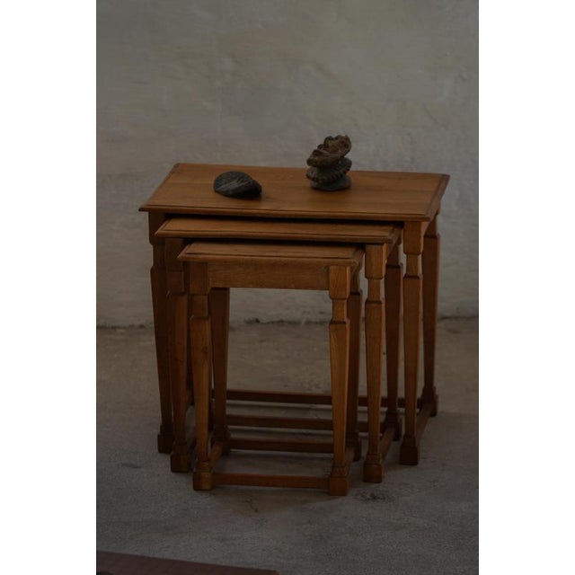 Mid-Century Danish Nesting Tables in Oak, 1960s, Set of 3 For Sale - Image 13 of 18