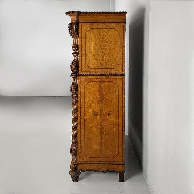 Italian Carlo X Style Sideboard in Turned Wood with Mirrors, 1930s For Sale - Image 3 of 18