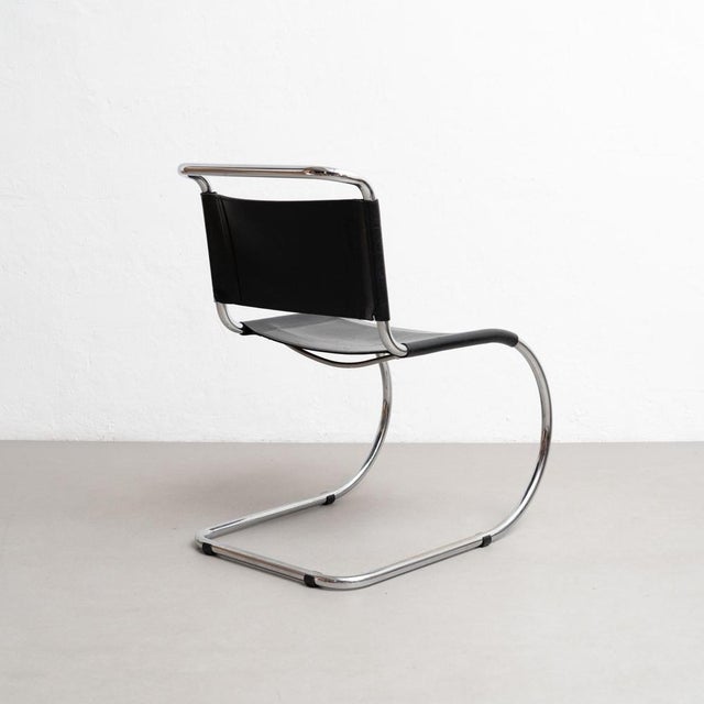 Black Black Leather Mr10 Easy Chair attributed to Ludwig Mies Van Der Rohe, 1960s For Sale - Image 8 of 14