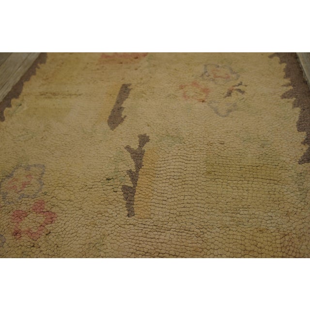 Vintage Mid Century Ivory Minimalist American Folk Art Hooked Hallway Runner Rug For Sale In New York - Image 6 of 10