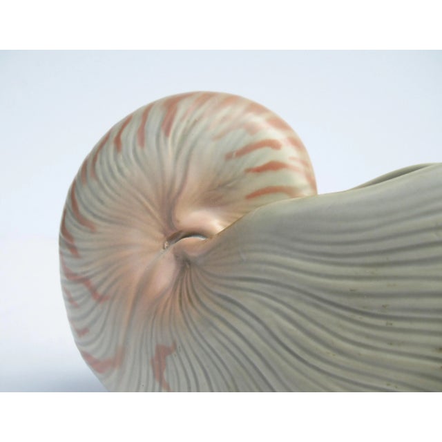 Salmon Vintage C1970's Fitz & Floyd Footed Porcelain Ceramic Nautlius Decorative Planter, Accent Piece For Sale - Image 8 of 13