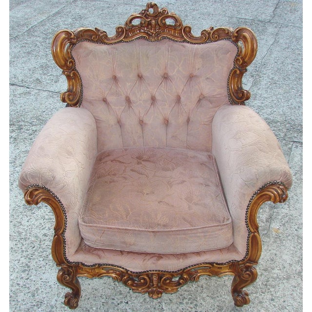 Vintage French Armchair in Fabric and Wood, 1960s For Sale - Image 9 of 13