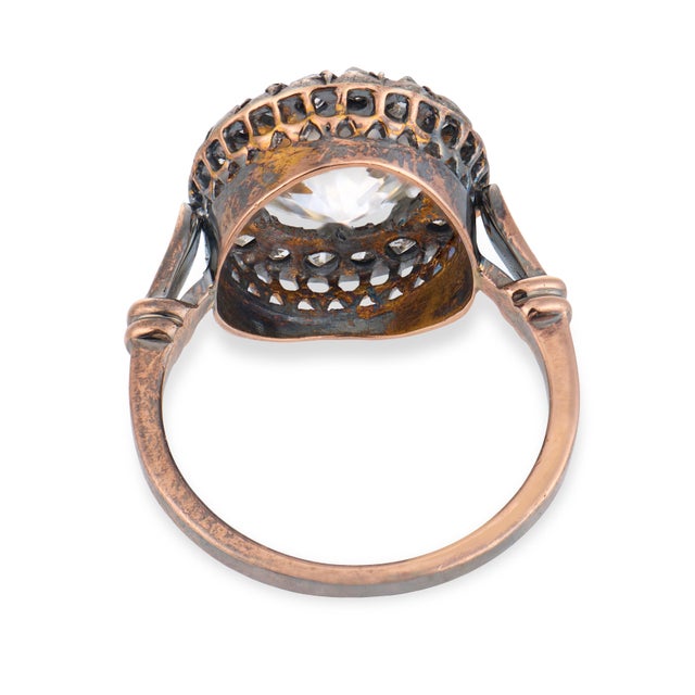 Early 20th Century Victorian Gia 3.65 Carat Old Mine Cut Diamond 14k Yellow Gold Cluster Ring, Size 7 For Sale In Los Angeles - Image 6 of 6