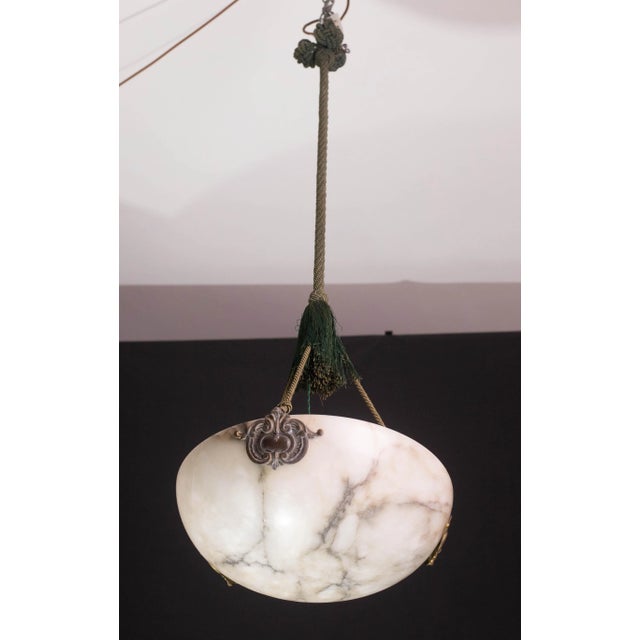 Stone Art Deco Design White Albaster Pendant, 1940s For Sale - Image 7 of 12