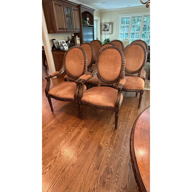 French Set of 8 Marge Carson Louis XVI Style Dining Chairs For Sale - Image 3 of 17