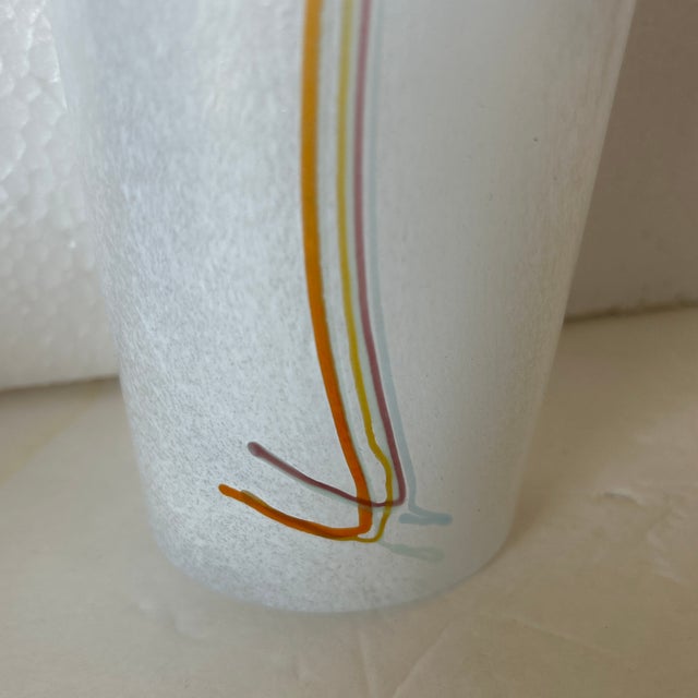 1970s Kosta Boda Translucent White, Blue and Orange Glass Vase Signed For Sale - Image 5 of 10