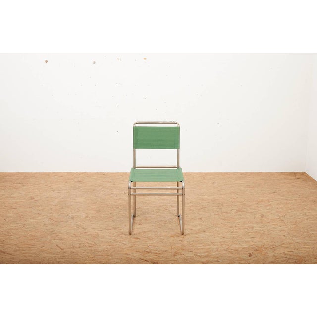 Bauhaus B5 / B40 Chair in Chrome-Plated Tubular Steel with Green Fabric Seat by Marcel Breuer for Tecta, 1980s For Sale - Image 3 of 14