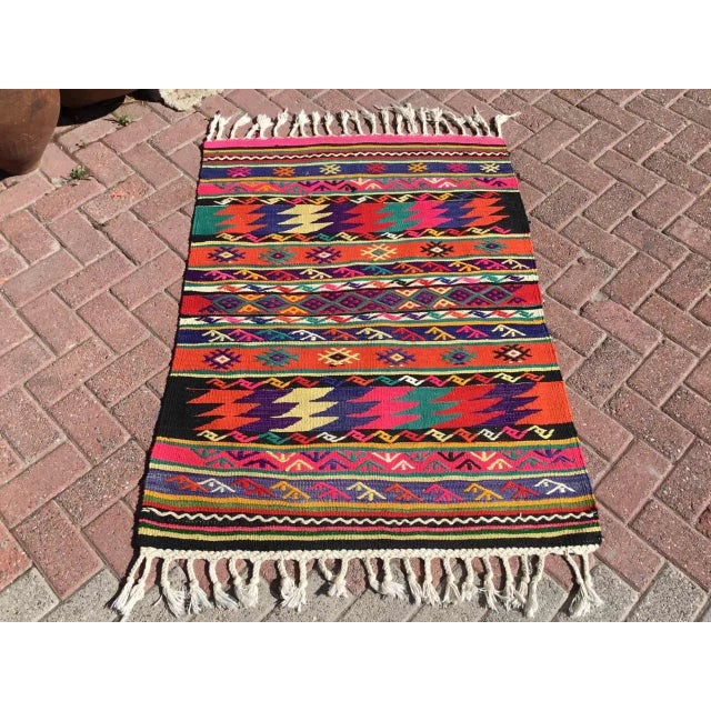 1960s Boho Chic Style Mini Kilim - 38" X 51" For Sale - Image 10 of 10