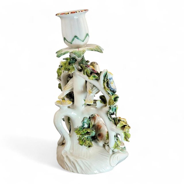 Derby Porcelain Fable Candlestick with Dog and Birds, 1760 For Sale - Image 6 of 14
