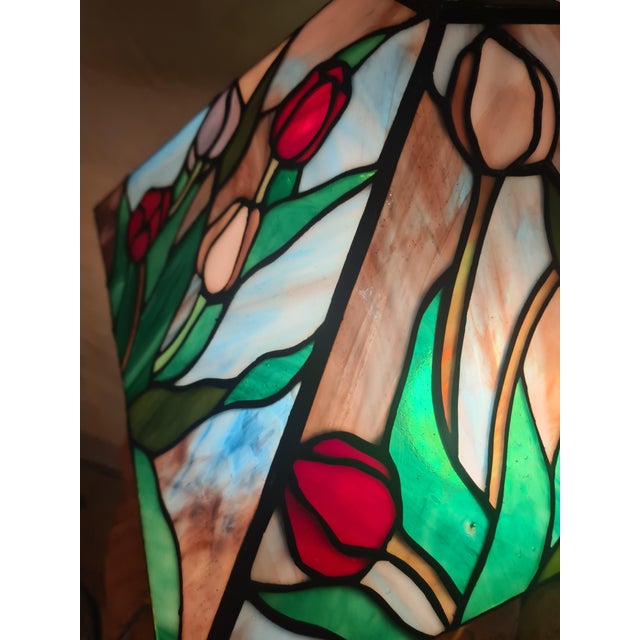 Vintage Table Lamp with Stained Glass Lampshade, 1975 For Sale - Image 4 of 12