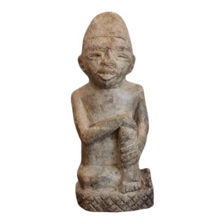Late 19th Century Wisdom Statue Carved Stone Figurine For Sale