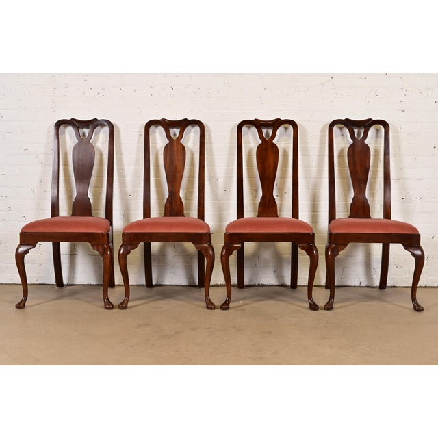 Henredon Queen Anne Solid Mahogany Side Chairs or Dining Chairs, Pair For Sale - Image 12 of 13