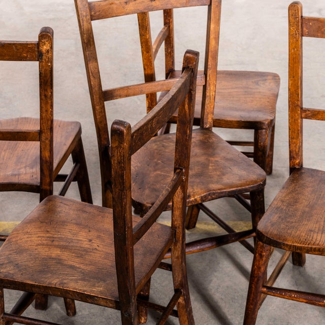 1940s English Ash and Elm Childrens Chapel Chairs, 1940s, Set of 5 For Sale - Image 5 of 8