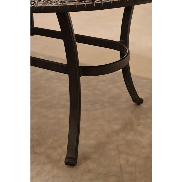 Castelle Cast Aluminum Outdoor Dining Table With Six Chairs Patio Set For Sale - Image 9 of 18