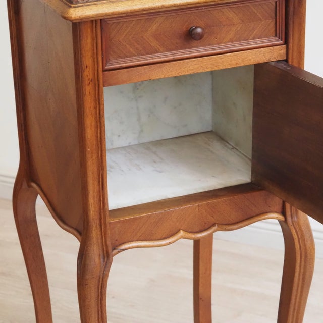 Antique Louis XV Bedside Table with Marble Top, 1900s For Sale - Image 9 of 11