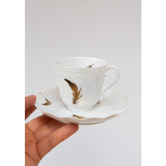 Giraud Limoges Coffee Set with Hand-Painted Gold Leaves, 1950s, Set of 22 For Sale - Image 3 of 9