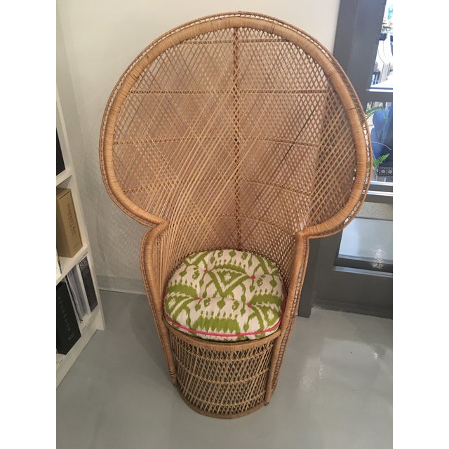 Vintage High Back Peacock Wicker Chair | Chairish