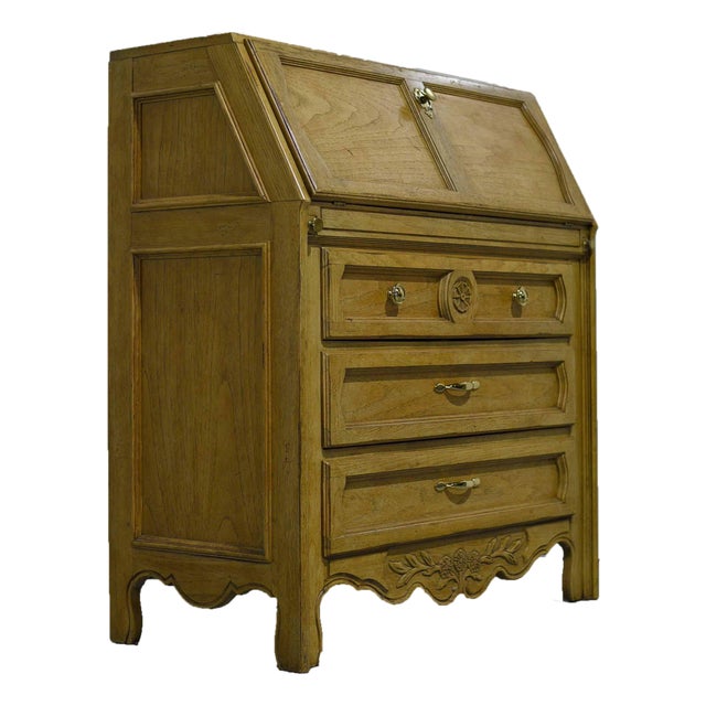 Mid Century Country Rustic Slant Front Desk by Thomasville For Sale