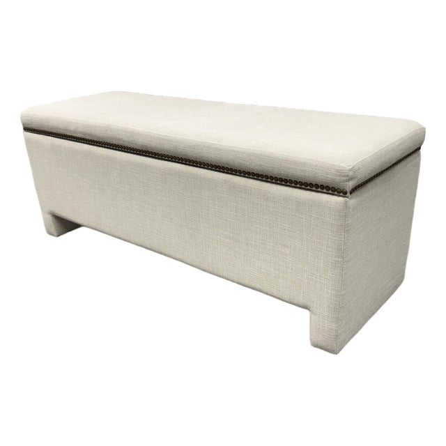 West Elm Upholstered Storage Bench For Sale