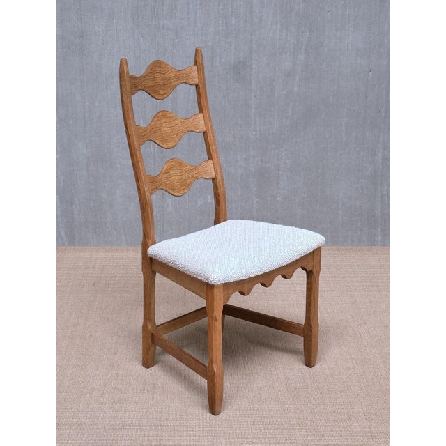 Danish Dining Chairs in Oak and Rubelli Bouclé by Henning Kjærnulf, 1960s, Set of 6 For Sale - Image 14 of 17