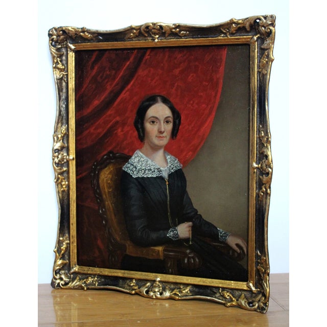 Biedermeier Artist, Portrait of a Young Lady Seated, Oil on Canvas, 1840, Framed For Sale - Image 6 of 14