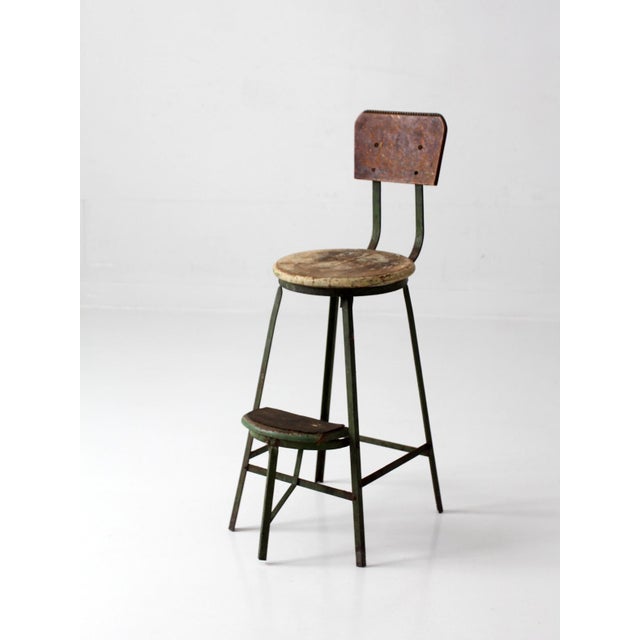 Antique Industrial Drafting Chair With Step For Sale - Image 17 of 18