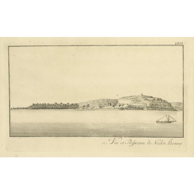 View of Nezlet Abonour on the Nile – Antique Egypt Landscape Engraving, c.1755 This refined 18th-century engraving...