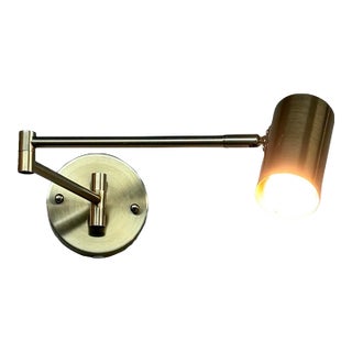 Modern Brass-Tone Swing Arm Wall Lamp For Sale