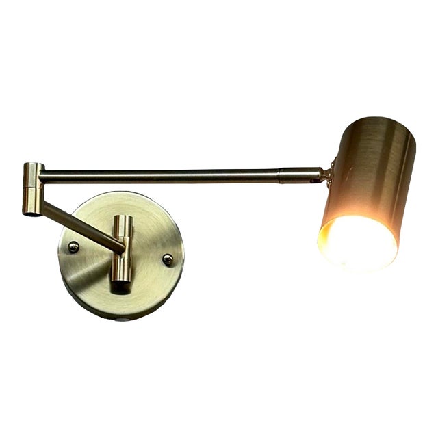 Modern Brass-Tone Swing Arm Wall Lamp For Sale