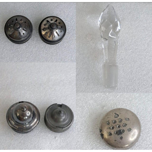 1870s Bancroft, Redfield & Rice Silverplate Cruet Castor Set 6 Etched Bottles For Sale - Image 9 of 12