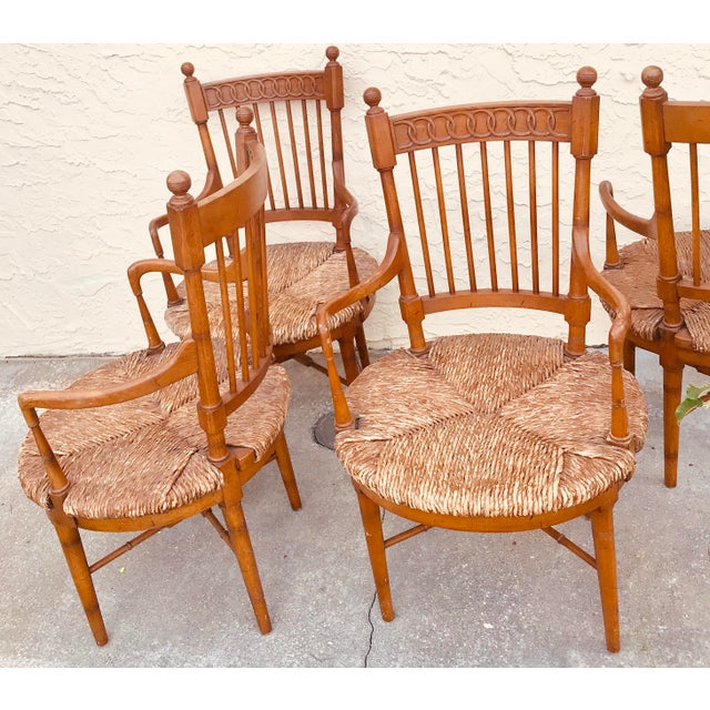 Textile 1950s Vintage Tomlinson Dining Chairs- Rush Seat Set of 4 For Sale - Image 7 of 10