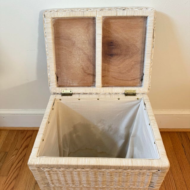 Vintage White Wicker Hamper Storage Chest Jamaican Collection For Sale - Image 4 of 10