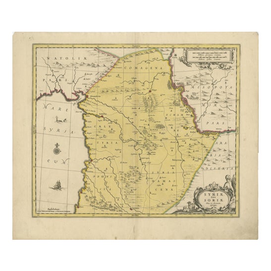 Hand-Colored Engraved Map of Syria from Valk & Schenk, Amsterdam, 1700 For Sale
