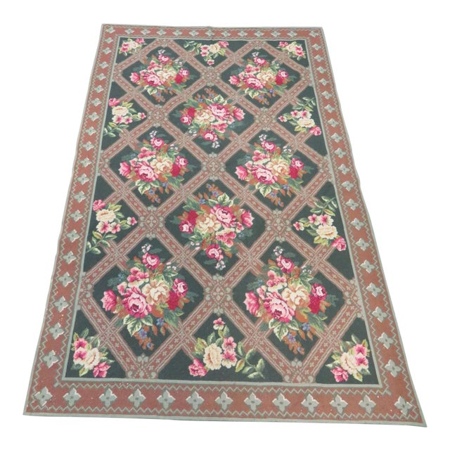 Early 20th Century French Aubusson Roses Area Rug For Sale