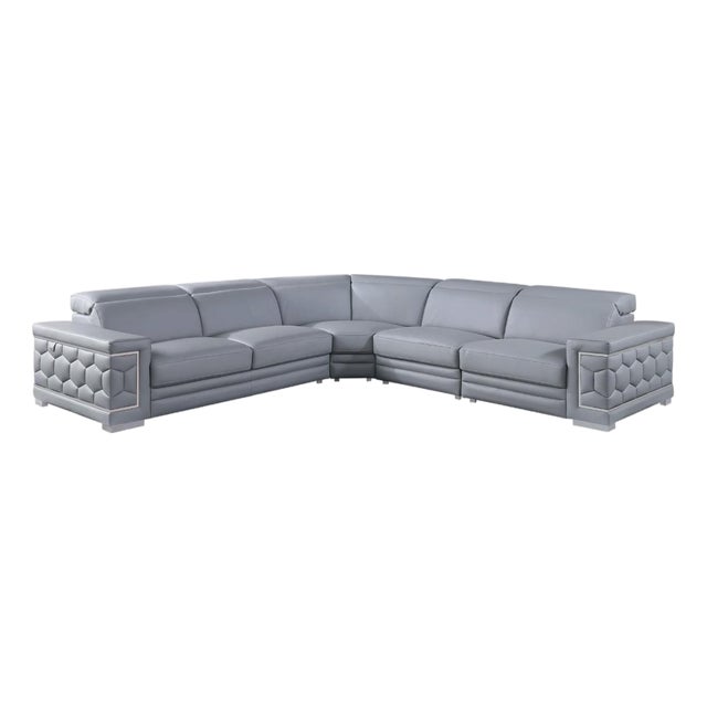 Casa Milano Favo Light Blue Leather Match Sectional Sofa For Sale