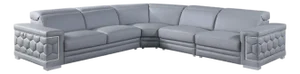 Favo Light Blue Leather Match Sectional Sofa