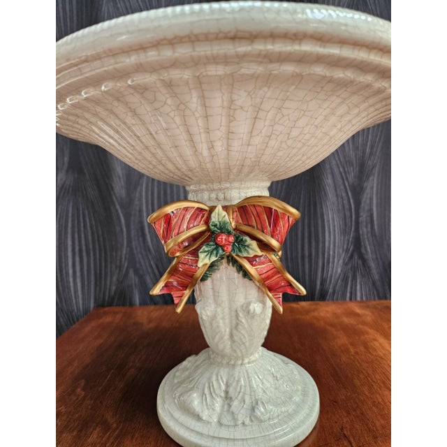 Fitz & Floyd Aegean Christmas Pedestal Centerpiece Compote For Sale In Indianapolis - Image 6 of 8