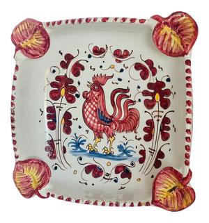 1970’s Deruta Vintage Hand Painted Rooster Decorative Bowl, Ashtray, Vide Poche