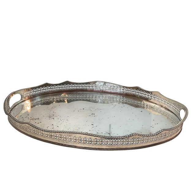 Sheffield English Pireced Silverplate Serving or Gallery Tray For Sale - Image 11 of 17